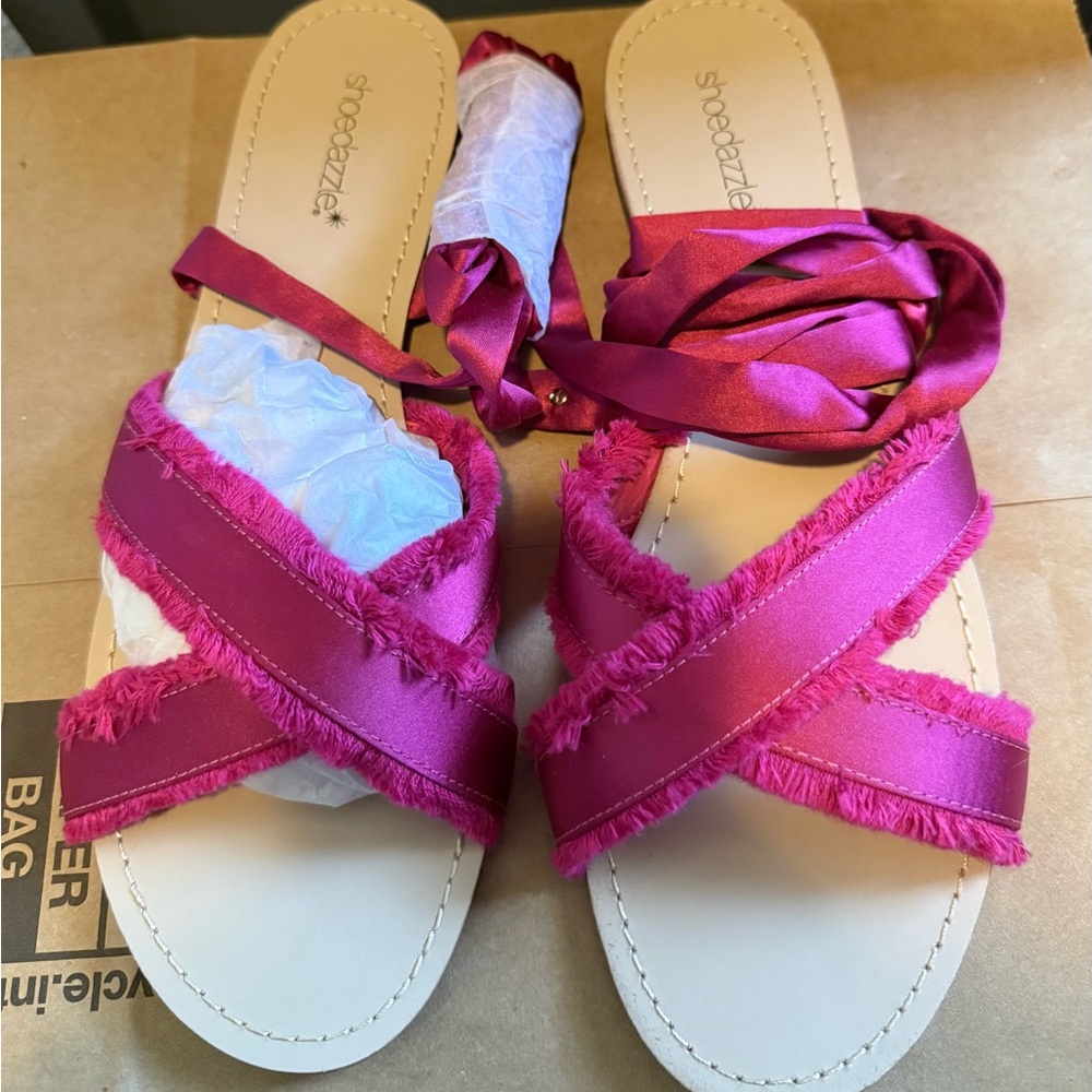 Shoe Dazzle Fuchsia Wrap Sandals